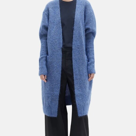 NWT Acne Studios Women Blue Wool Blended Mohair Oversize Cardigan - Picture 6 of 6